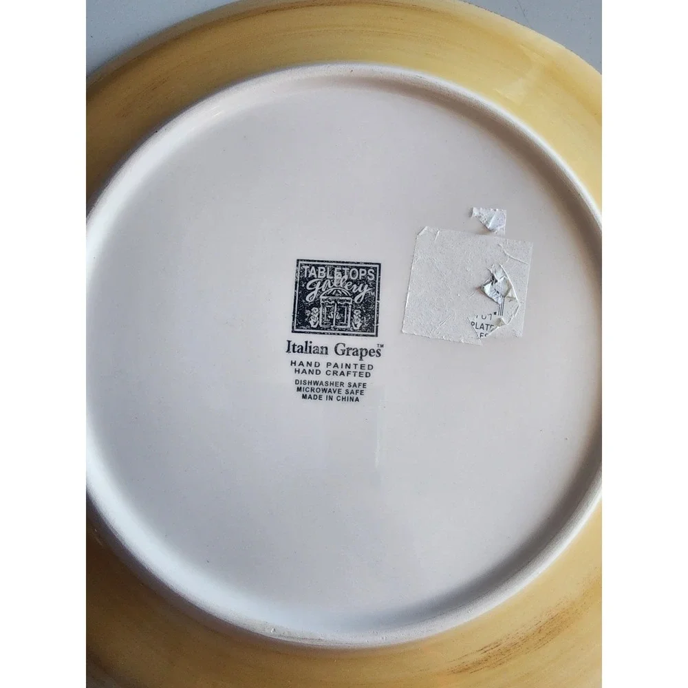 Tabletops Unlimited Italian Grapes Rimmed Plate Hand Painted Discontinued